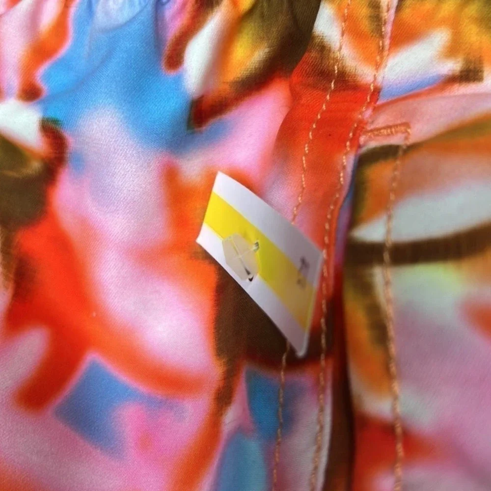 Bugatchi Tropical Print Swim Trunks Classic Lined Velcro Back Pocket Size XXL